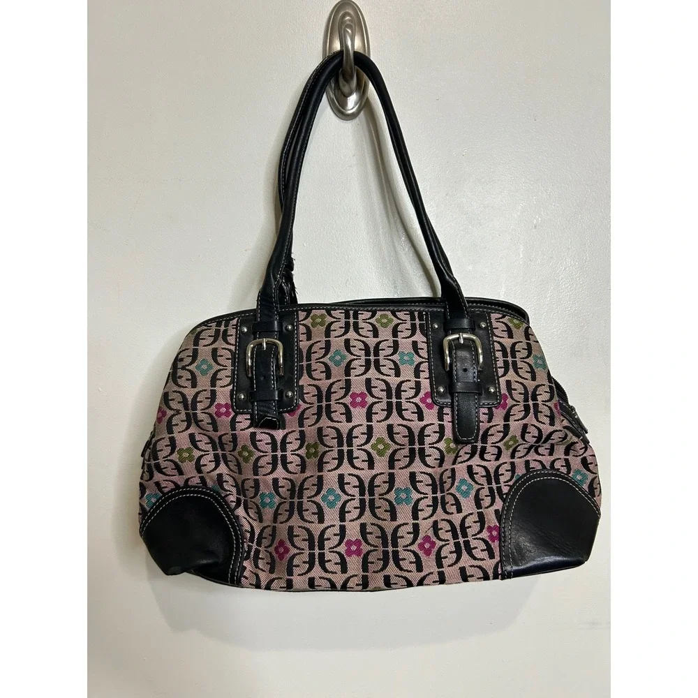 Fossil Satchel Purse Handbag‎ Signature Key Print Buckle Accents Stylish Bag